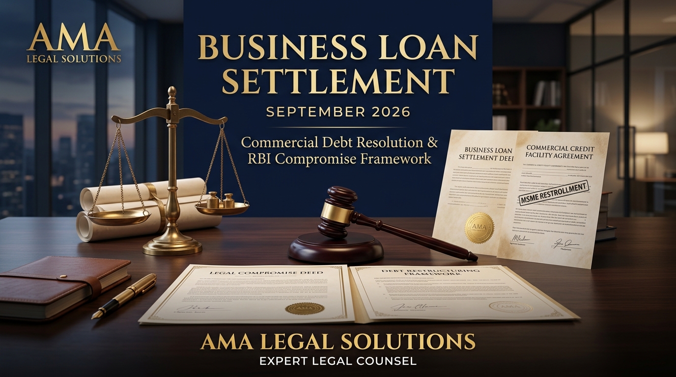 Business Loan Settlement in September 2026 – AMA Legal Solutions Infographic