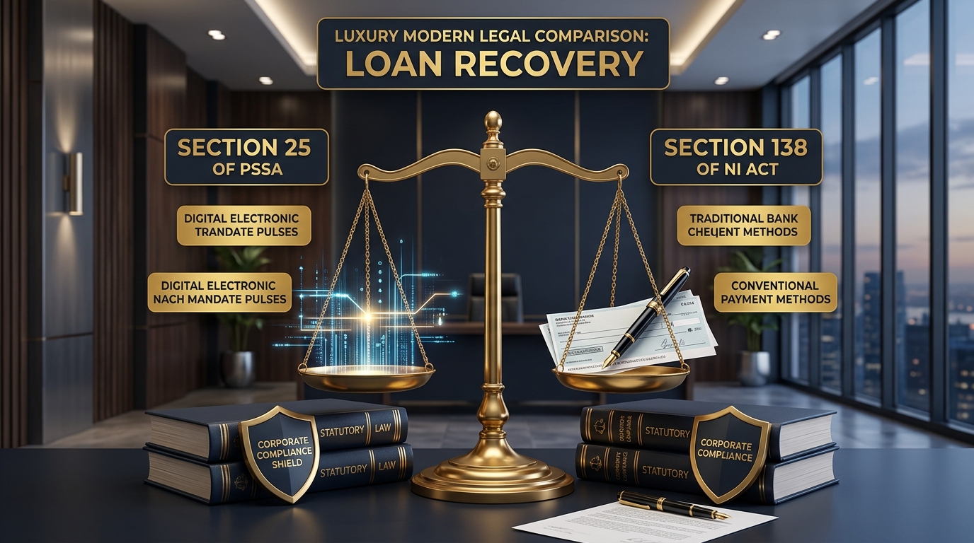 Section 25 PSSA vs Section 138 NI Act Loan Recovery Comparison Infographic